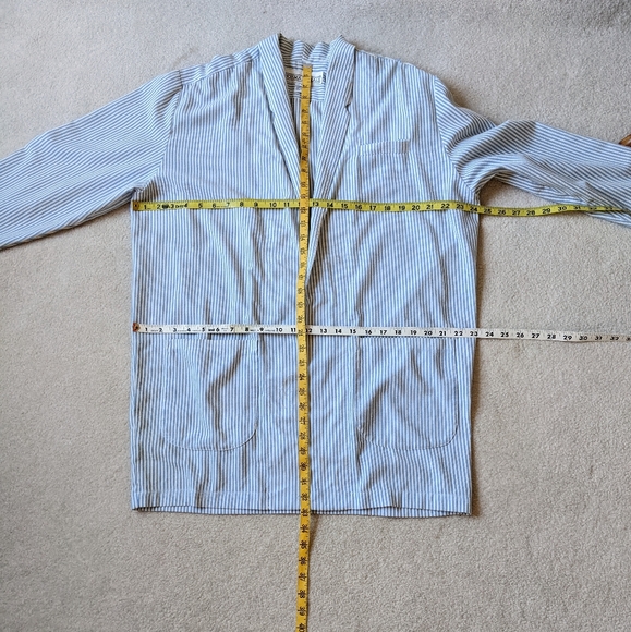 VTG Norma Kamali blue and white pinstripe seersucker blazer size large - Picture 8 of 11